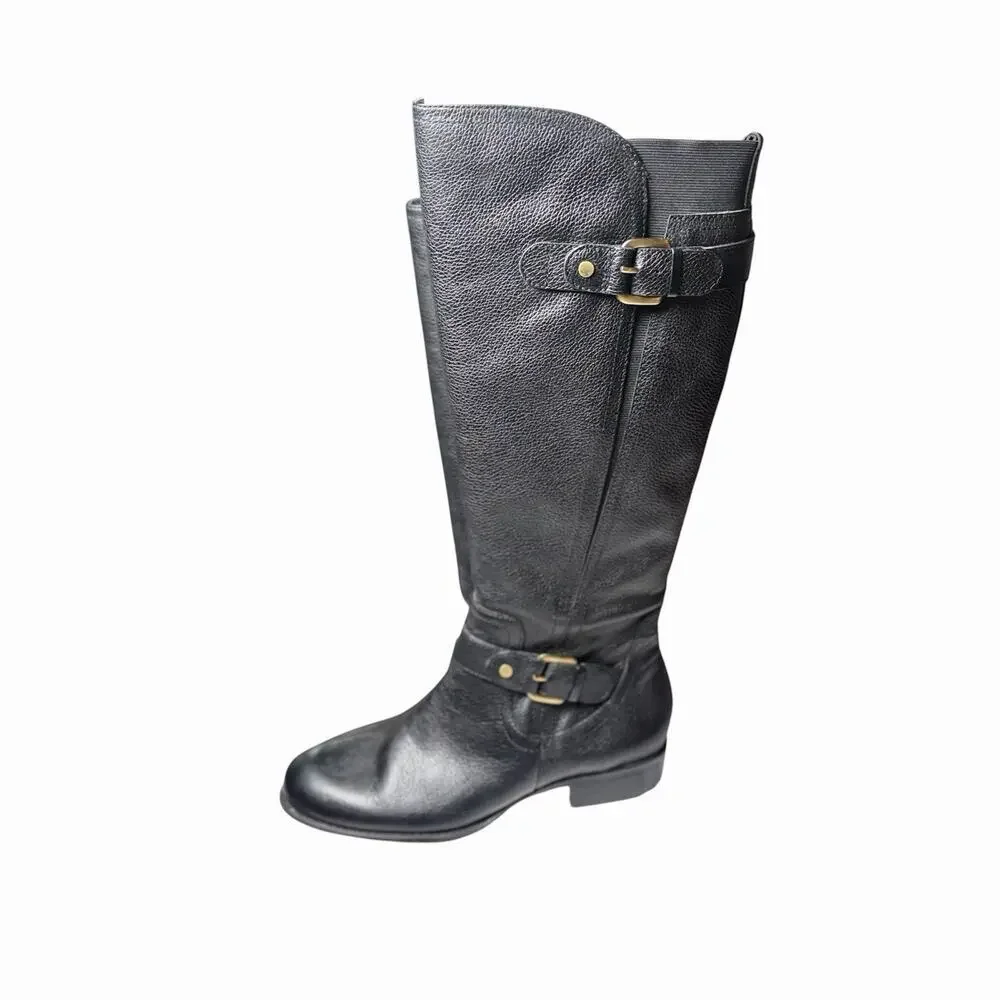 Naturalizer Jean Knee High Boots, Black Leather, Women's 7.5M New Without Tags